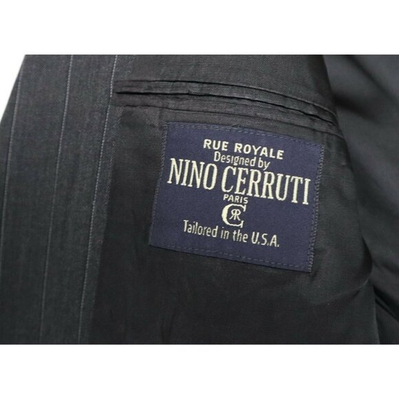 VINTAGE MEN'S GRAY PINSTRIPE BLAZER JACKET SPORT COAT - NINO CERRUTI - SIZE 46L - Picture 4 of 6